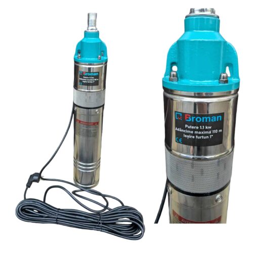 Pompa Submersibila fara plutitor Broman 1.1kw inaltime 110m refulare 1"