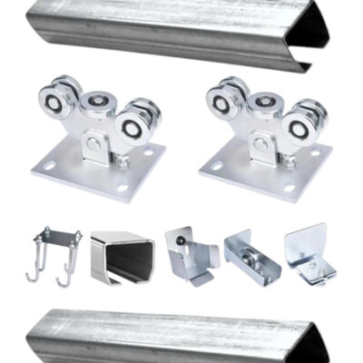 Kit complet poarta autoportanta sina 6m profil 7x7cm, cu accesorii, 2 x ansamblu cu 5 role, sarcina 600 kg,