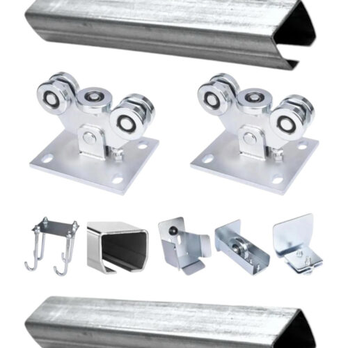 Kit complet poarta autoportanta sina 6m profil 7x7cm, cu accesorii, 2 x ansamblu cu 5 role, sarcina 600 kg,