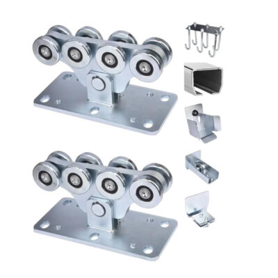 Kit complet poarta autoportanta cu sina 6m si accesorii, 2 x ansamblu cu 8 role, sarcina 400 kg