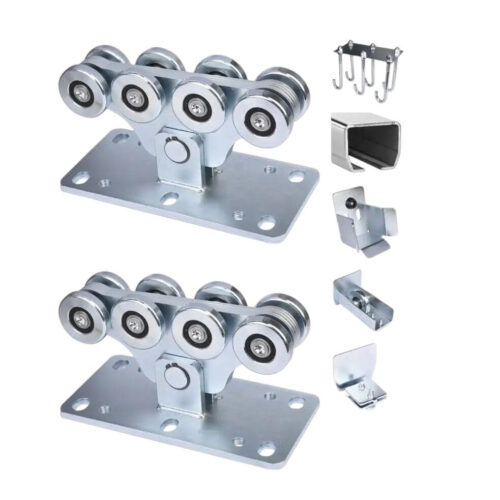 Kit complet poarta autoportanta cu sina 6m si accesorii, 2 x ansamblu cu 8 role, sarcina 400 kg