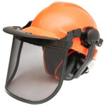 Casca cu viziera protectie din plasa si antifoane