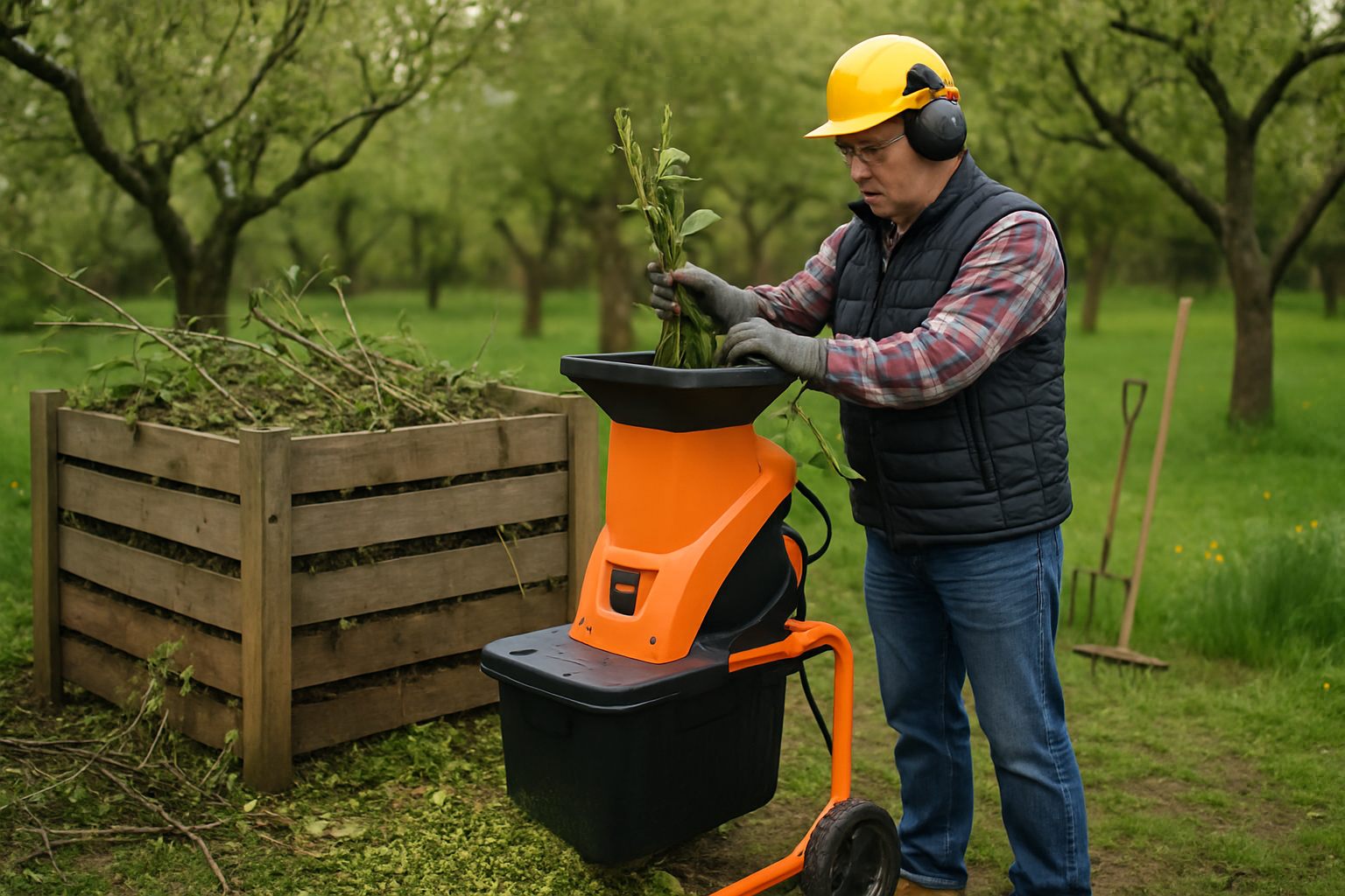 tocător pentru resturi vegetale alegere tocător resturi vegetale într-o curte