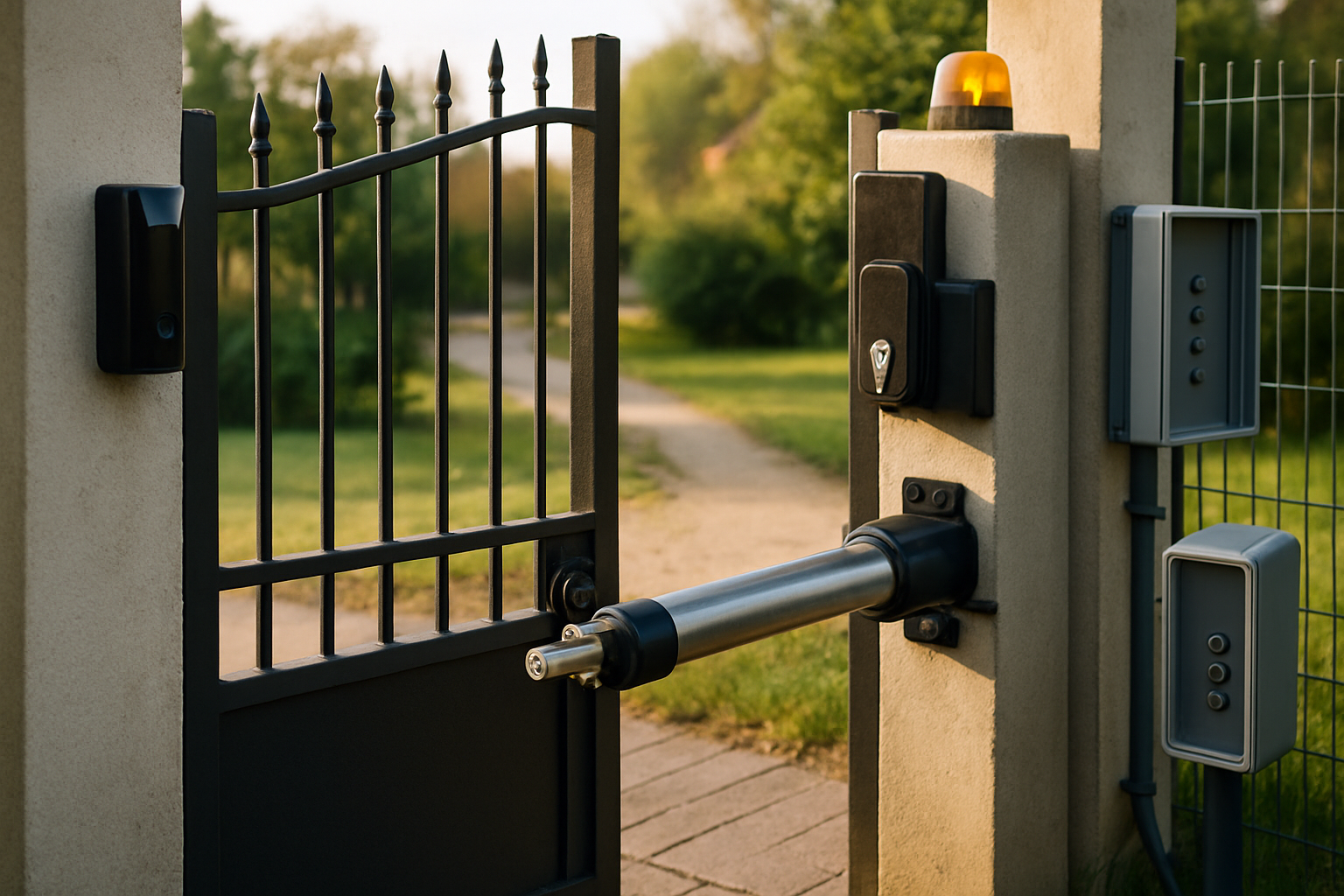 automatizare poartă securitate cu fotocelule poartă și încuietoare electrică