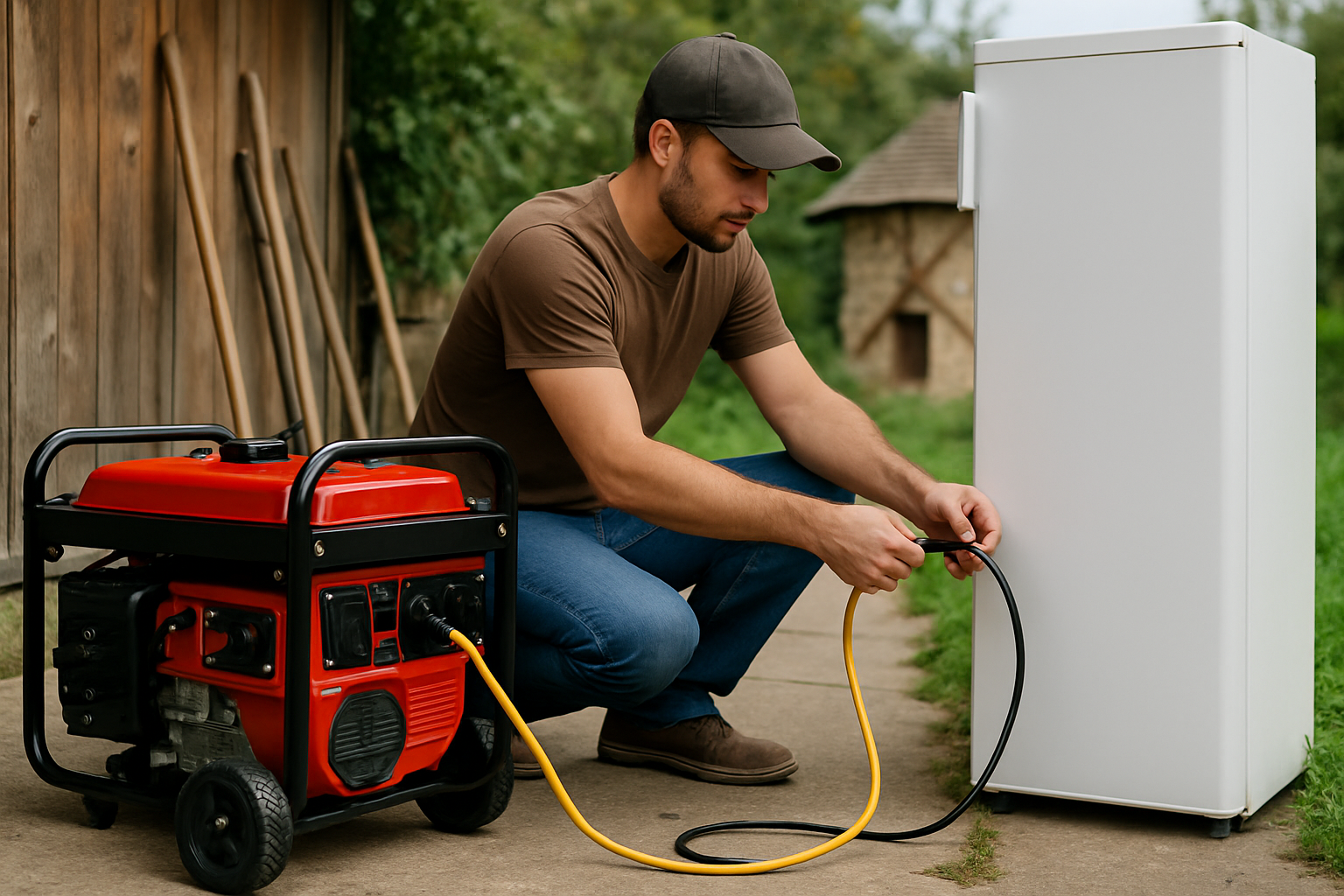 Generator curent portabil conectat în gospodărie, generator curent pregătit pentru alimentare