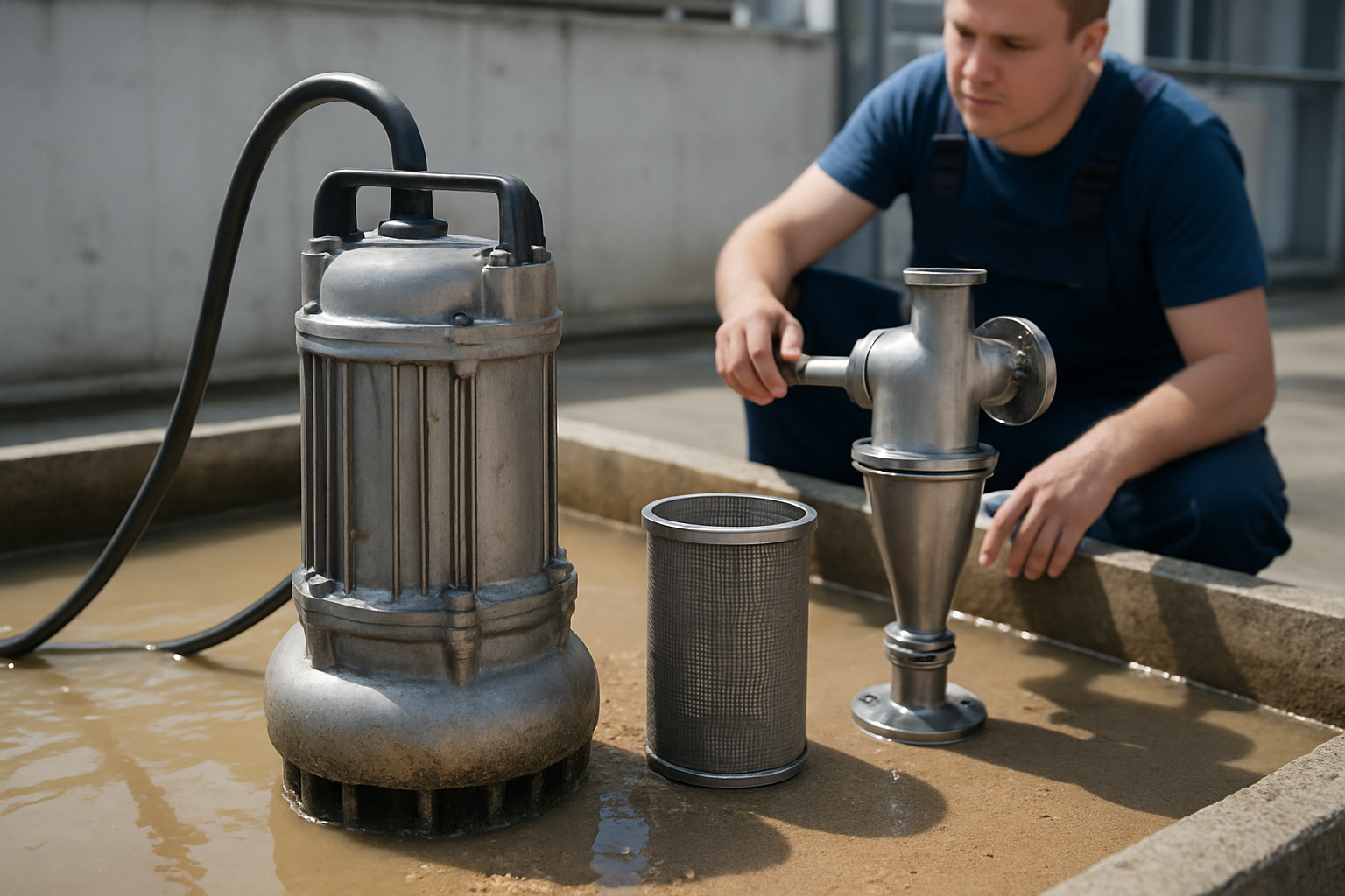 pompa submersibila cu filtru pentru pompe submersibile montat, exemplu de filtrare pompe nisip