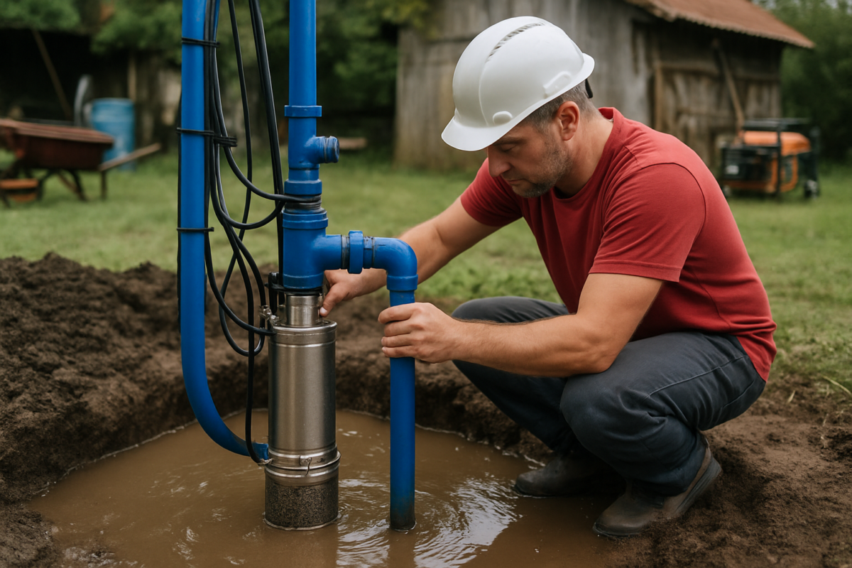 Instalație fântână cu filtru pompe nămol montat la aspirație pentru protecție
