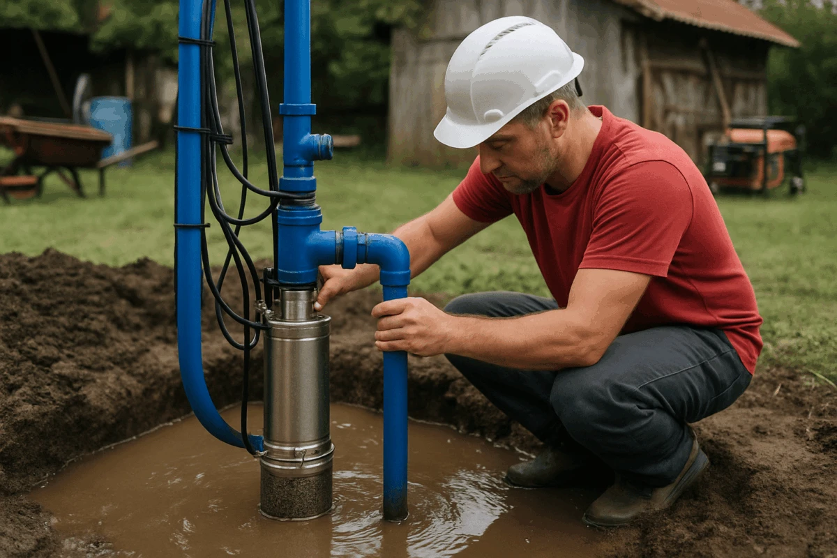 Instalație fântână cu filtru pompe nămol montat la aspirație pentru protecție