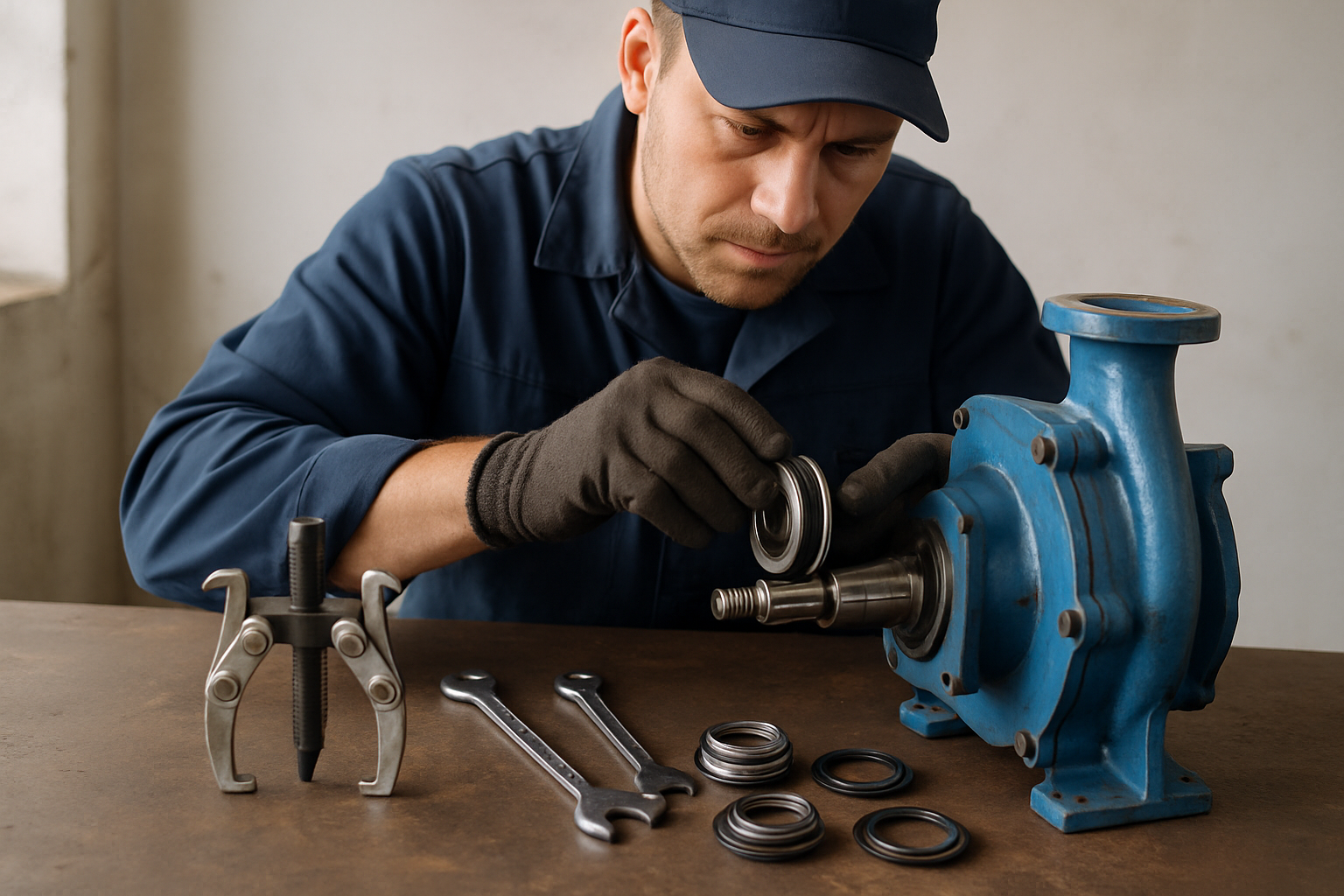 Montaj simering la o pompa de irigatii - garnituri pompe irigatii montate corect