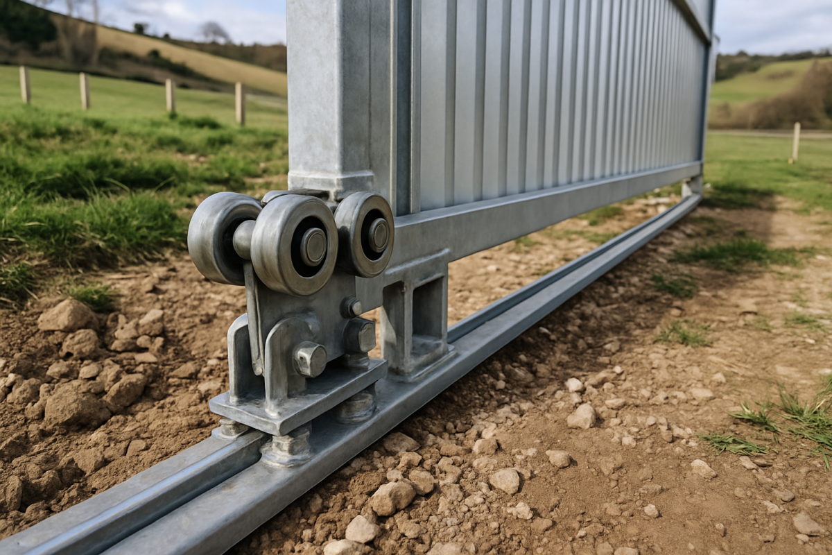 Montaj role ghidaje porți culisante pe teren neuniform cu role heavy duty