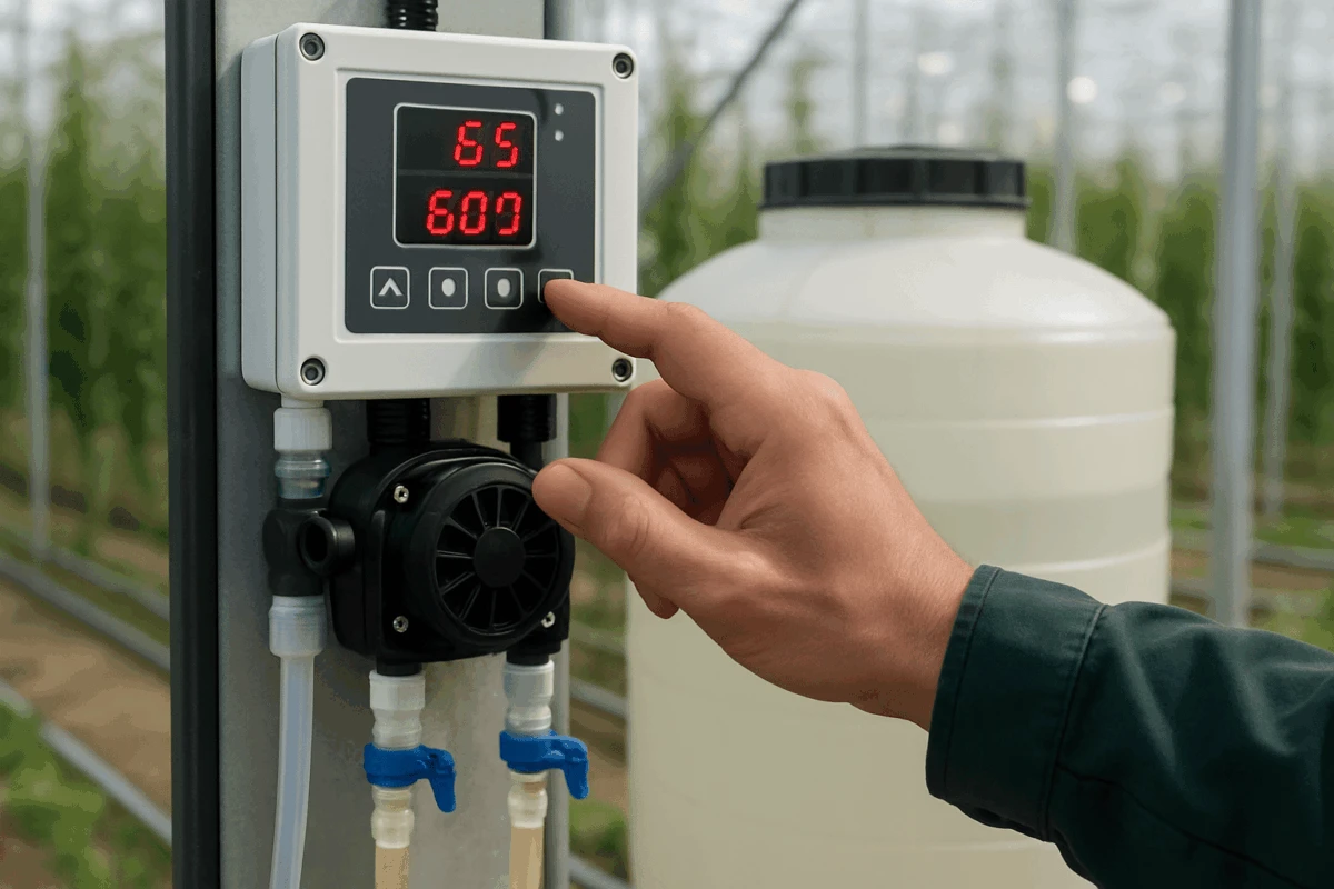 Panou control sistem electronic dozare integrat cu pompe seră pentru fertilizare lichidă