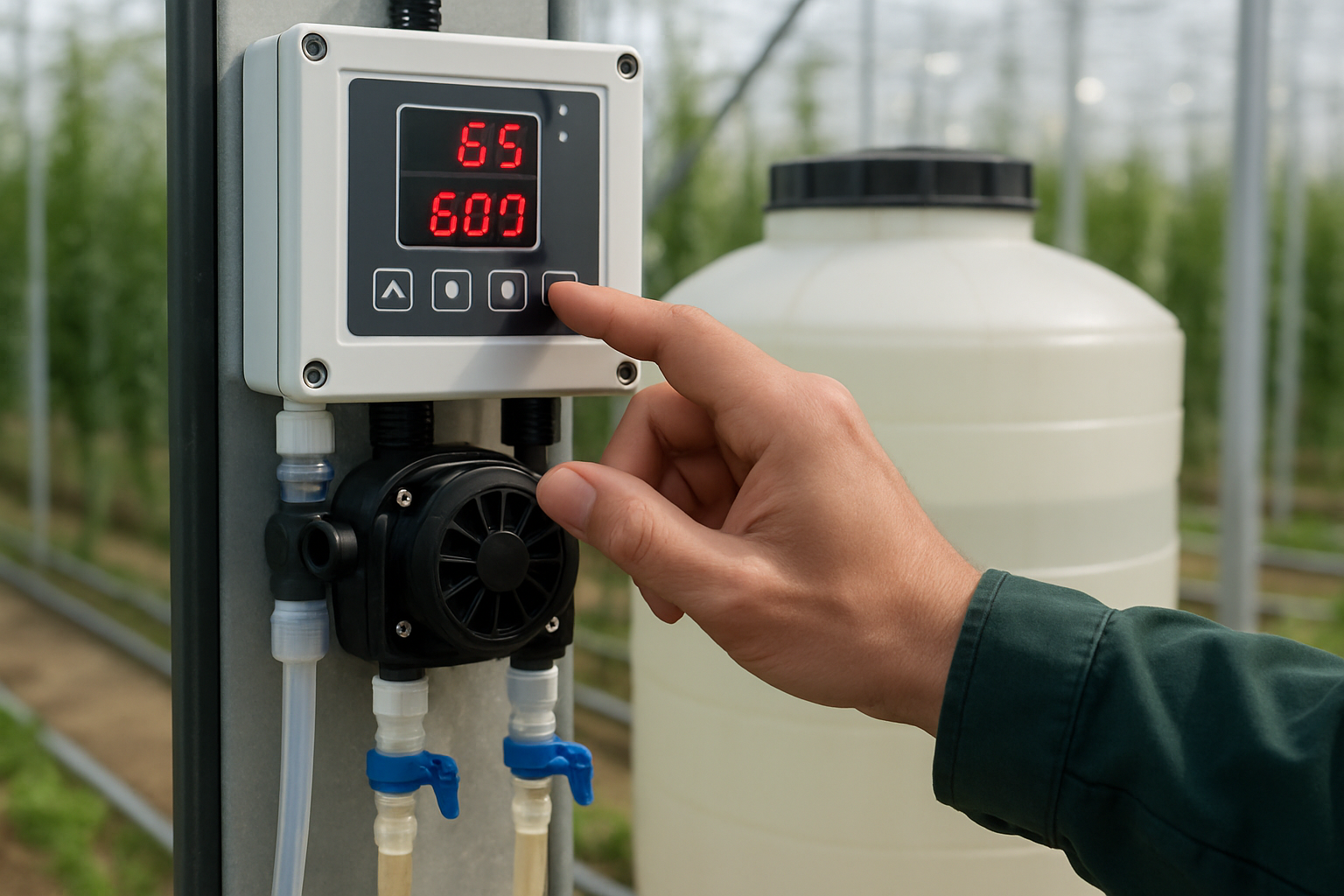 Panou control sistem electronic dozare integrat cu pompe seră pentru fertilizare lichidă