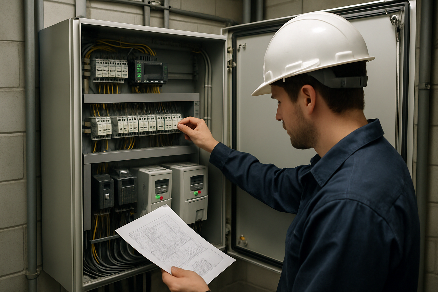 Panou control stație pompare cu PLC și variatoare, verificare tehnician