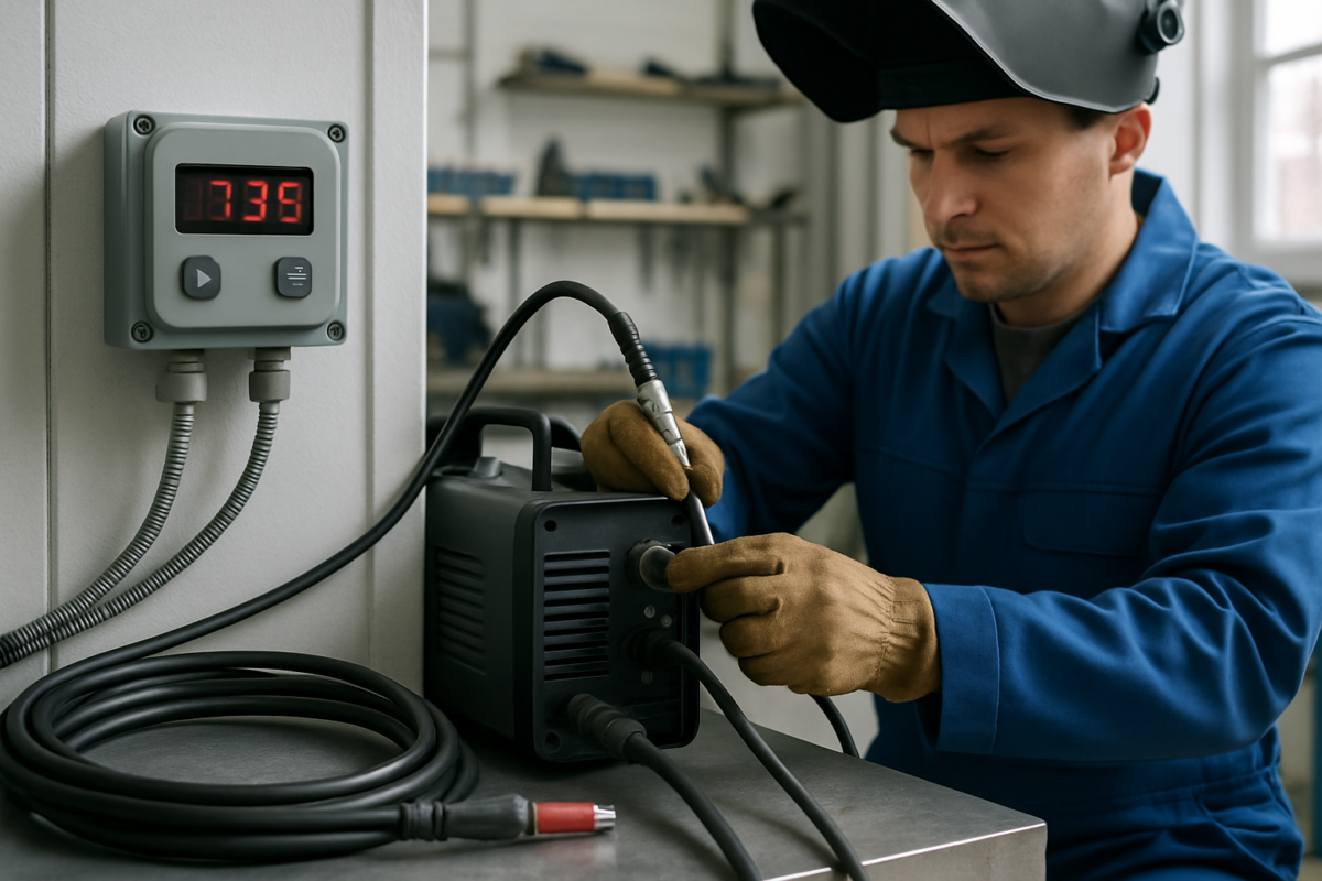 montaj senzor temperatura sudura pe carcasa unui aparat de sudura
