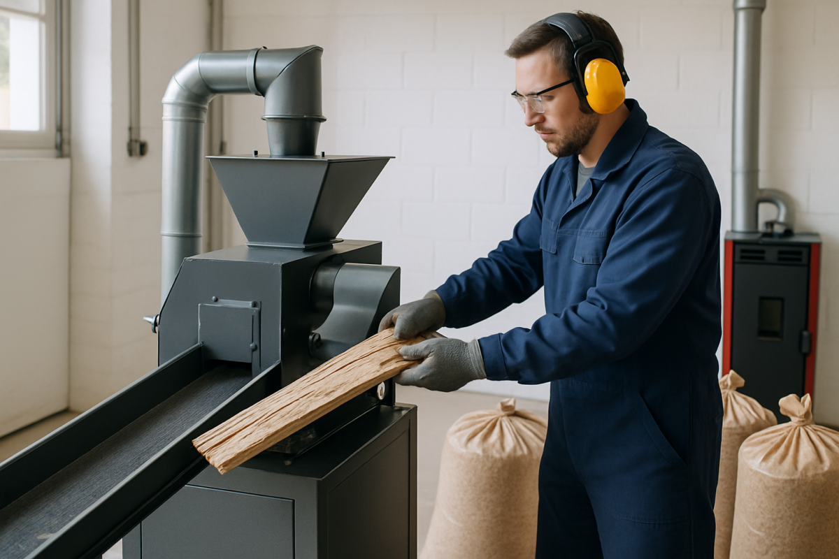 tocător rumeguș gospodărie compact în atelier pentru producție peleți
