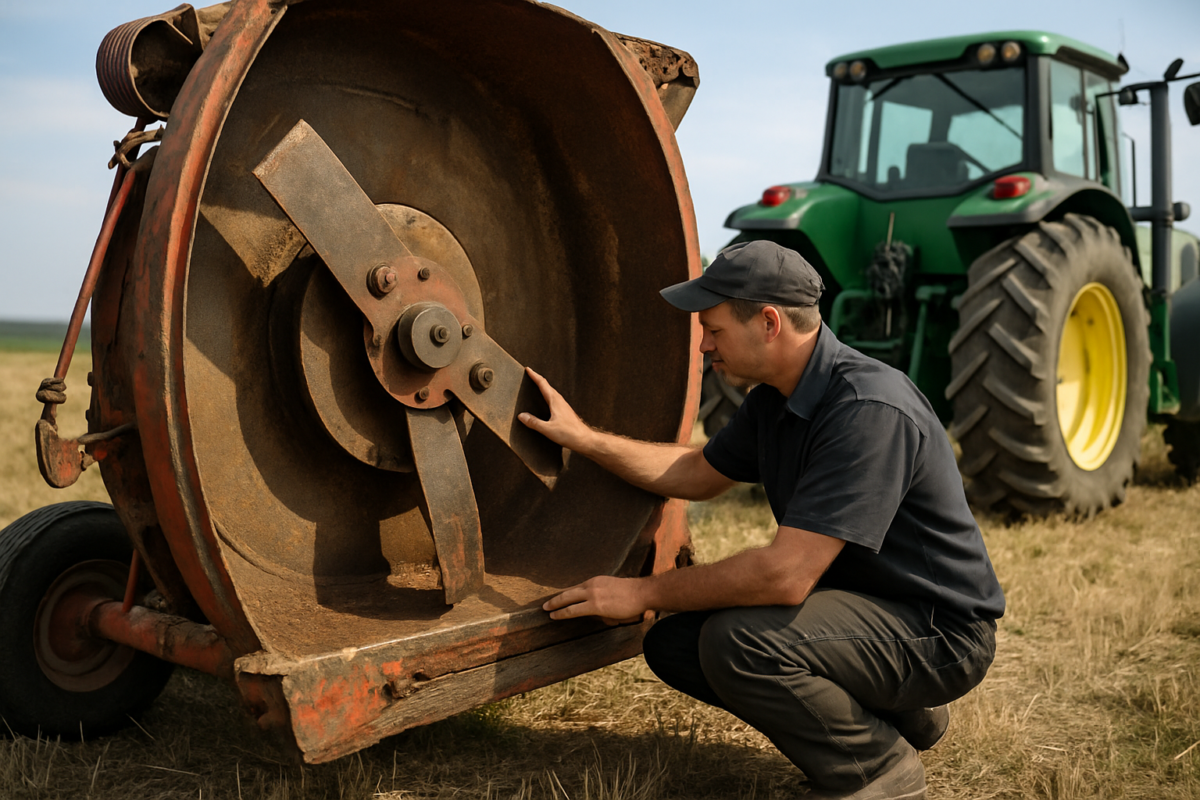 Inspectie tocător tractat second hand - verificare cuțite și rotor