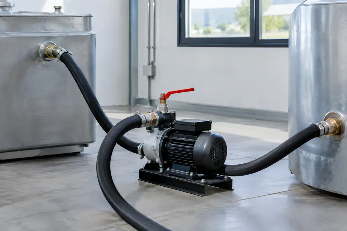 Pompă electrică pentru transfer de motorină între rezervoare într-un spațiu tehnic