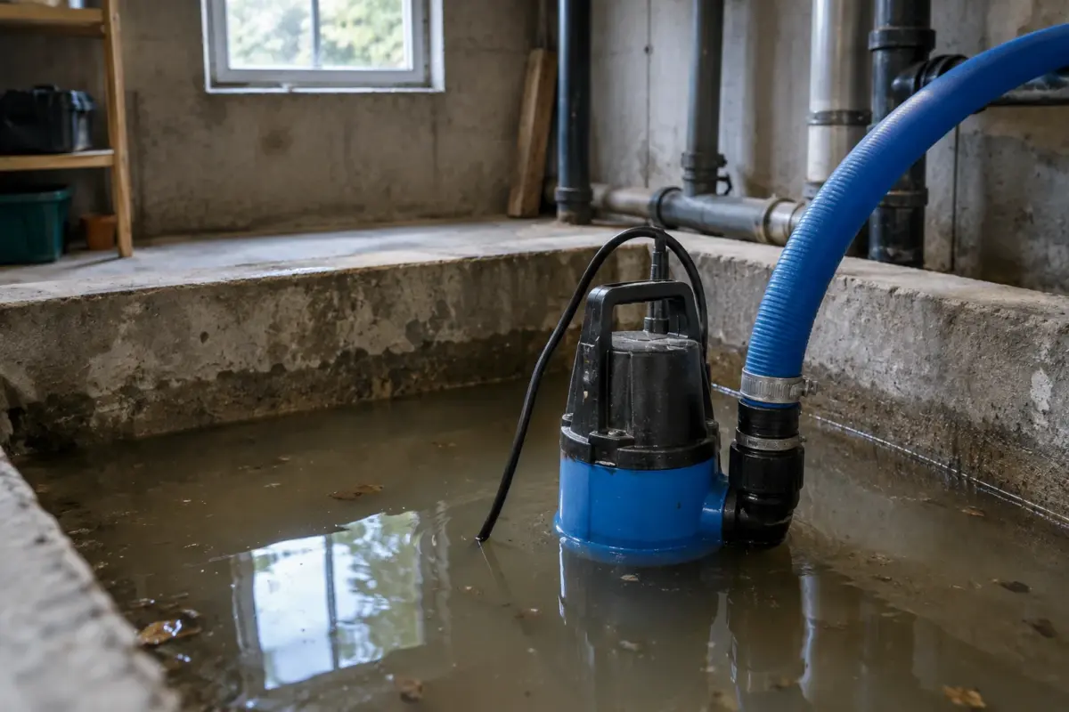 Pompă submersibilă cu tocător folosită pentru evacuarea apei murdare din gospodărie