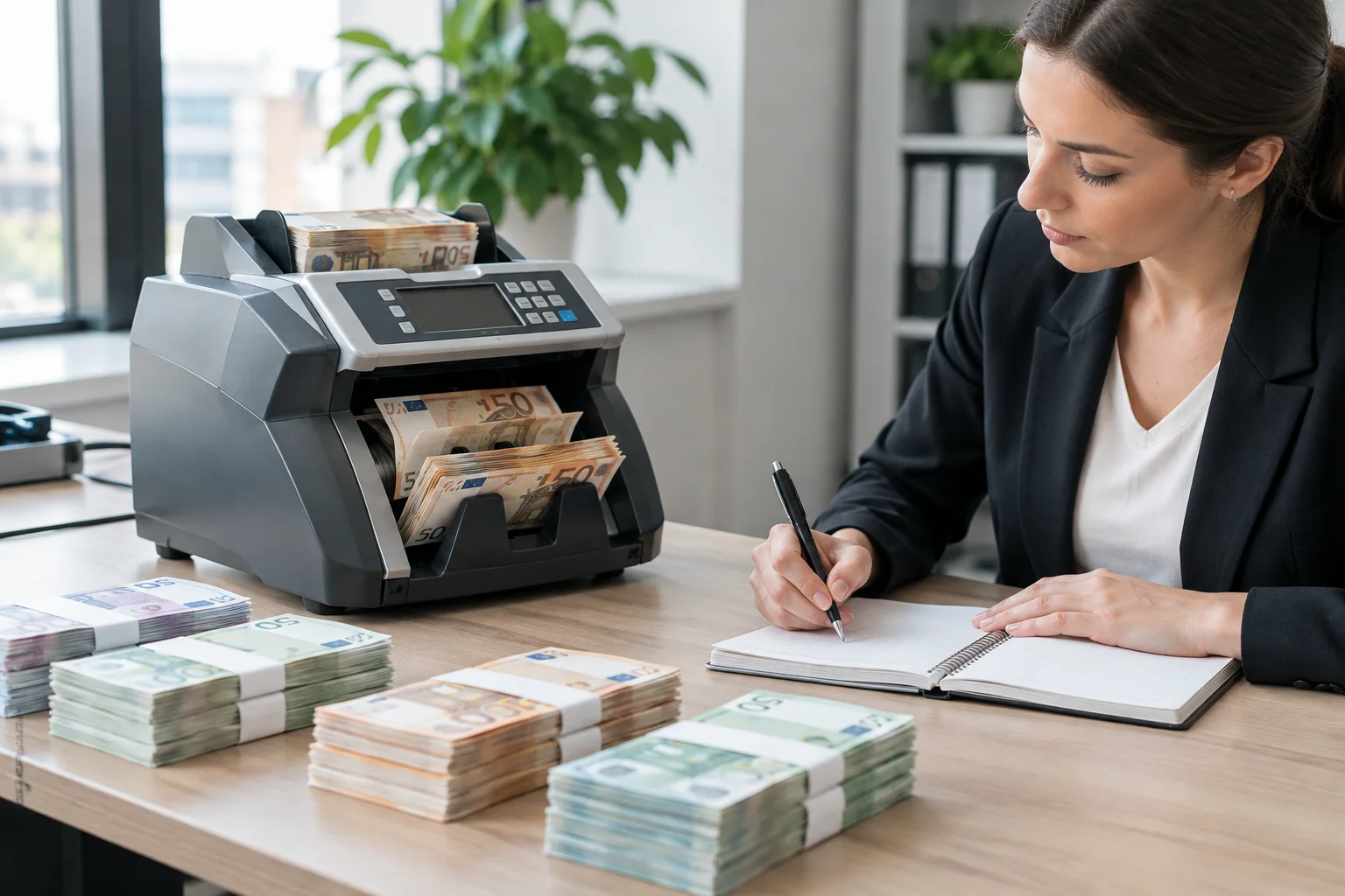 Mașină de numărat bancnote folosită într-o afacere cu numerar mare
