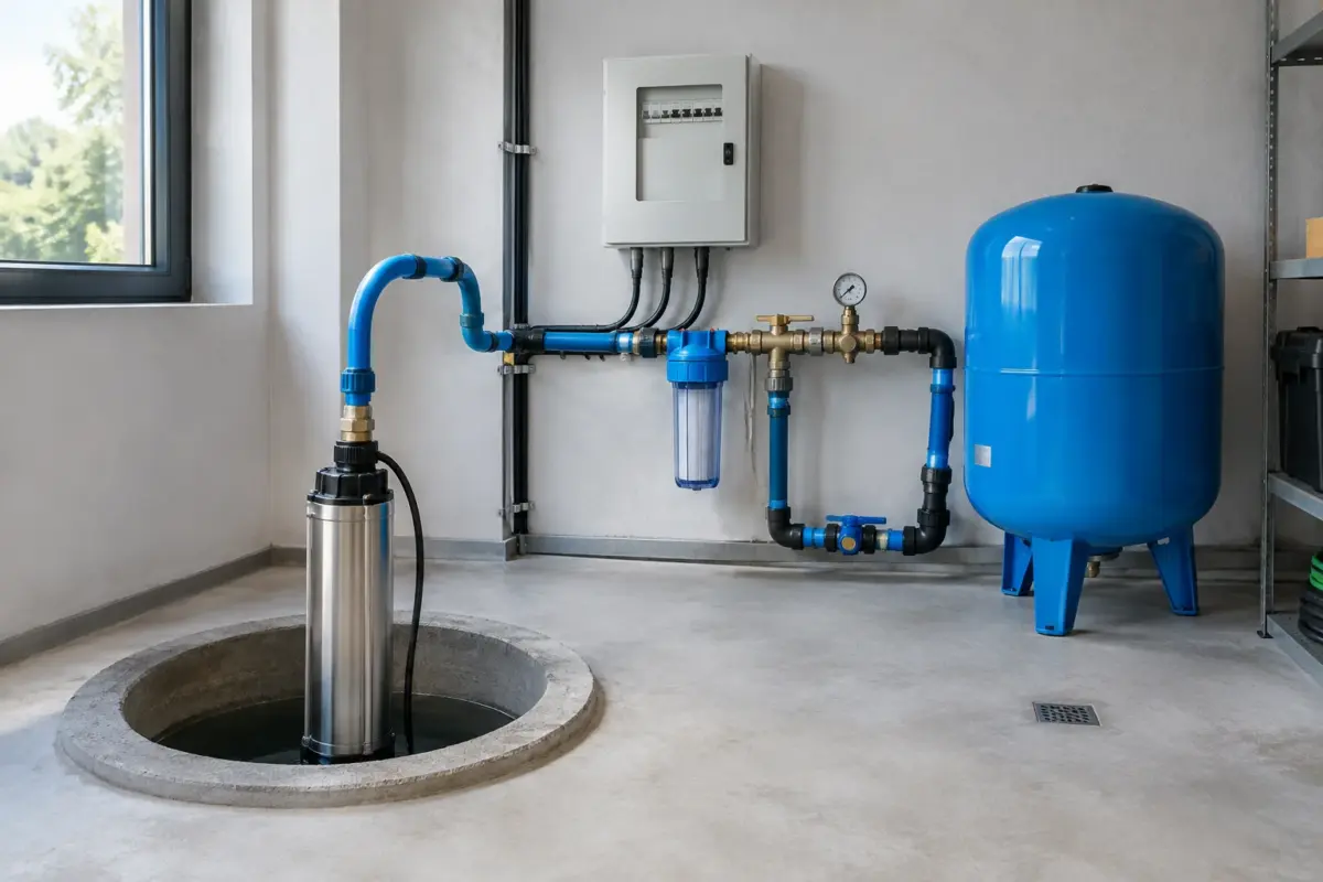 Automatizare pompă submersibilă montată lângă instalația de alimentare cu apă din gospodărie