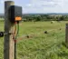 generator de gard electric montat lângă un gard pe teren agricol